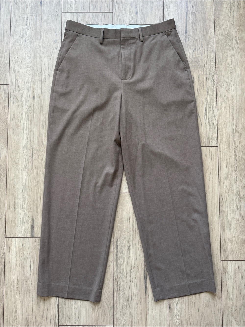 Express Baggy Stretch Dress Pants Men’s 33x32 Brown Flat Front Work Business